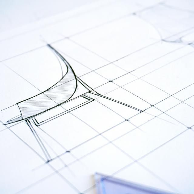 Line drawing of a design on tracing paper